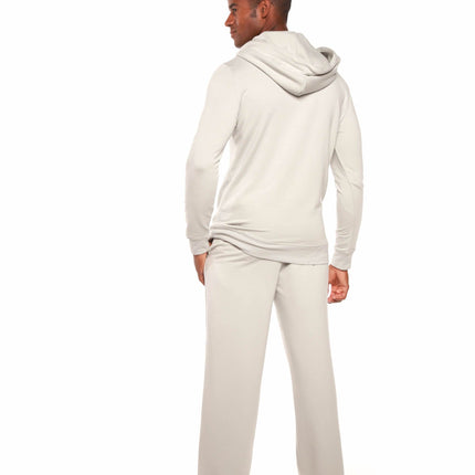 Men's Henley Style Bamboo Viscose Fleece Hoodie + Fleece Lounge Pants