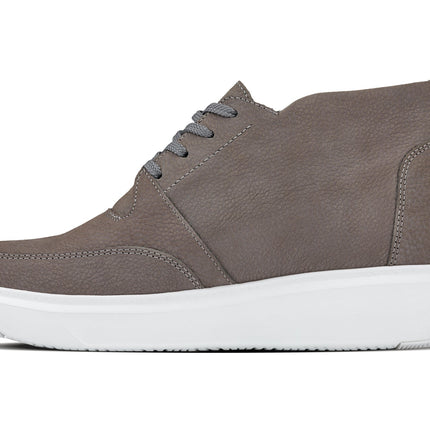 CALTO - J1771  - 3.2 Inches Taller (Grey) - Casual Chunky Sole Boots – Soft Pebble Grain Nubuck Leather