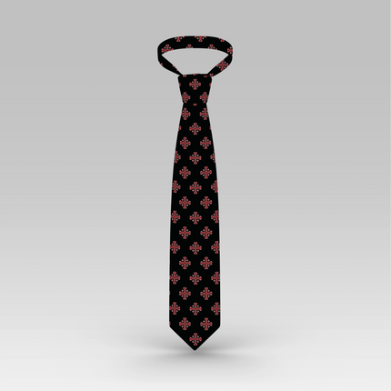 Red Jerusalem Cross with White Accents Necktie