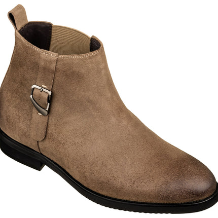 TOTO - K92083 - 3 Inches Taller (Nubuck Coffee Brown) - Chelsea Ankle Boots