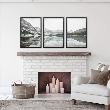 Moraine Lake Nature 3 Piece Wall Art. Nordic Mountain Prints