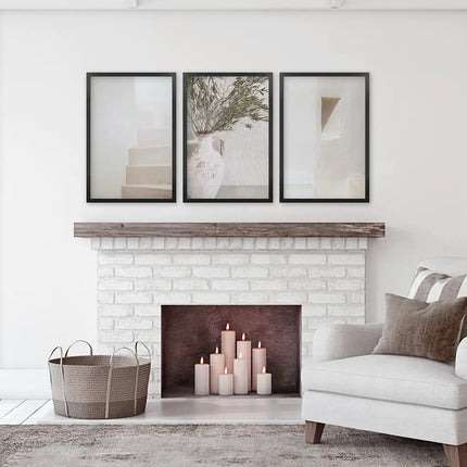 Boho Architectural Set of 3 Pieces. Neutral Tones