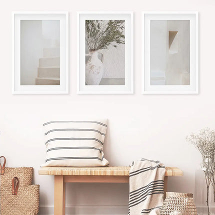 Boho Architectural Set of 3 Pieces. Neutral Tones