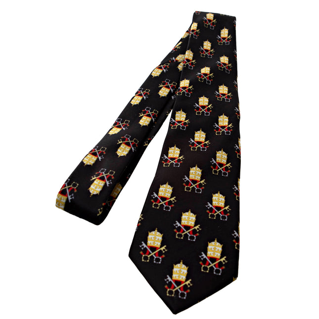 Papal Tiara and Keys Necktie Black
