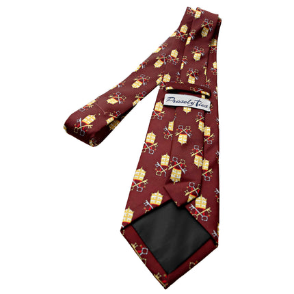 Papal Tiara and Keys Necktie Maroon