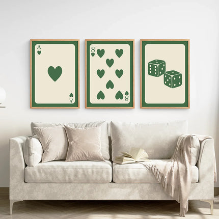 Set of 3 Piece Vintage Green Beige Cards