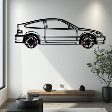 1990 Honda CRX Metal Car Wall Art with Rotating Wheels - JDM Classic Silhouette - Interactive Automotive Wall Decor - KAFMEKA144