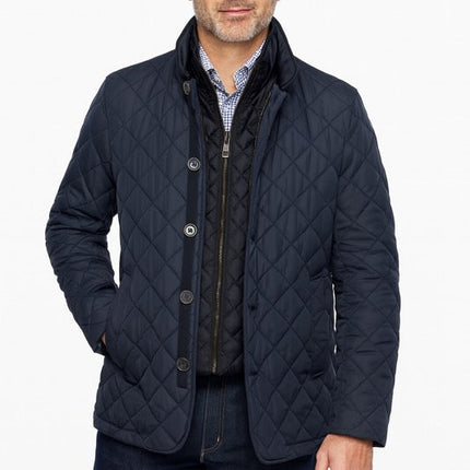 Dual-Layer Quilted Nylon Jacket - Navy