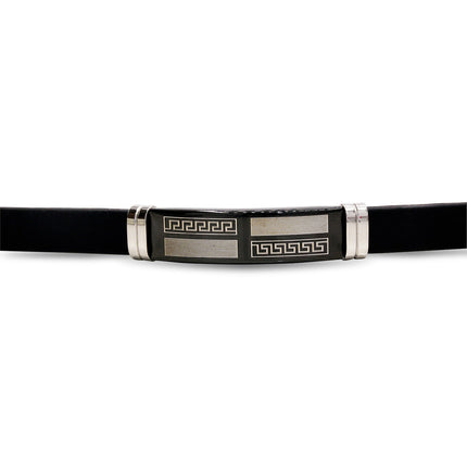 Stainless Steel Black Two Tone Design Rubber Bracelet