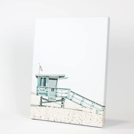 Blue Lifeguard Hut Wall Art Print. Santa Monica Beach