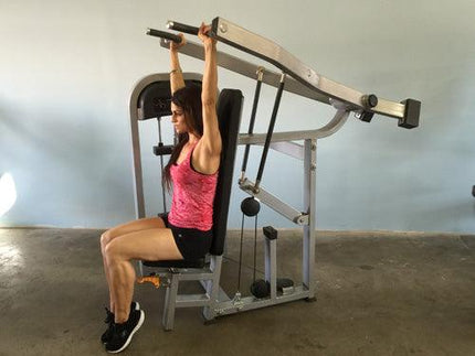 Classic Shoulder Press - Muscle D Fitness - Adjustable Seat - Pin Selectorized Weight Stack