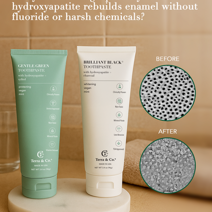 Natural Charcoal Toothpaste + Hydroxyapatite Bundle – Fluoride-Free Whitening & Remineralizing Duo
