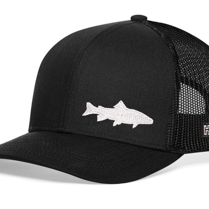 Steelhead Fish Trucker Hat  |  Black Steelhead Fish Snapback