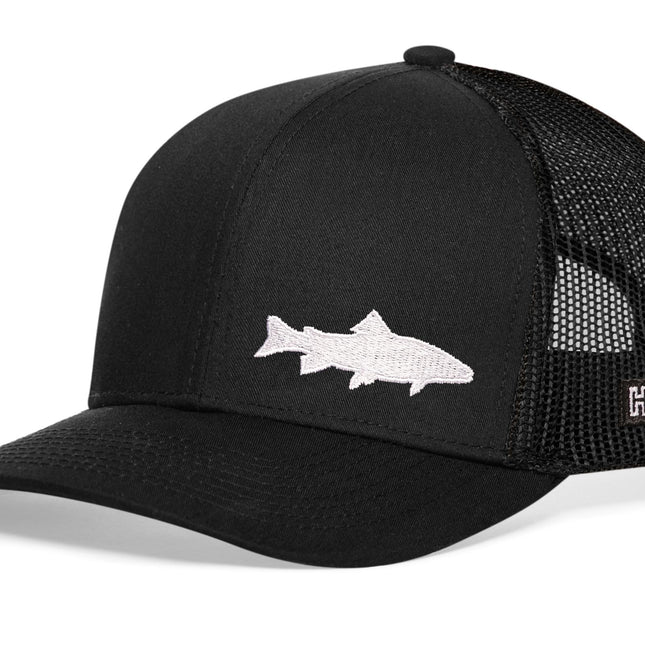 Steelhead Fish Trucker Hat  |  Black Steelhead Fish Snapback