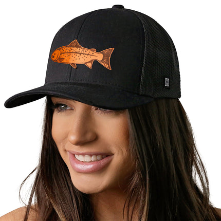 Salmon Trucker Hat  |  Black Salmon Snapback