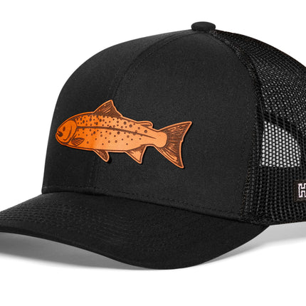 Salmon Trucker Hat  |  Black Salmon Snapback