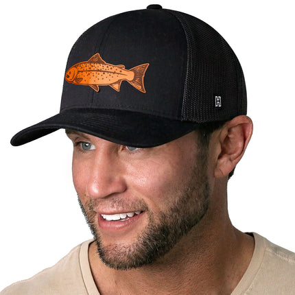 Salmon Trucker Hat  |  Black Salmon Snapback
