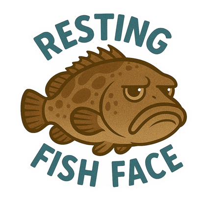 "Resting Fish Face" Funny Sarcastic Grouper Fish Sticker