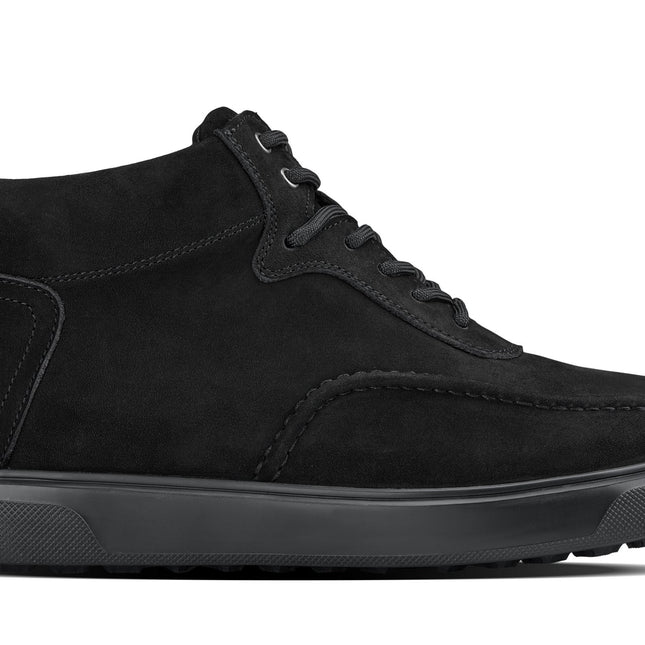 CALTO - Y7113 - 2.8 Inches Taller (Black) - Nubuck Suede Moc-Toe Sneak-Boots