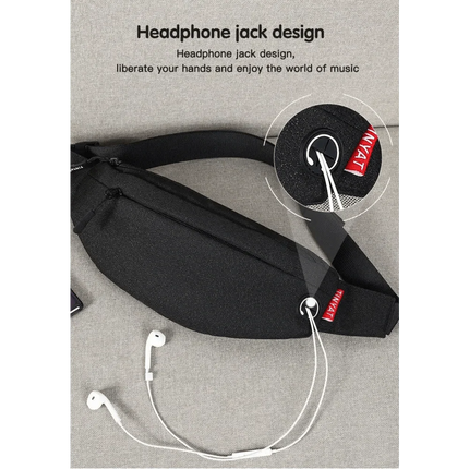 Black Crossbody Fanny Pack Simple Design Belt Bag Canvas Hands Free Travel Bag Sports Workout Durable Lightweight Fanny Packs For Festivals