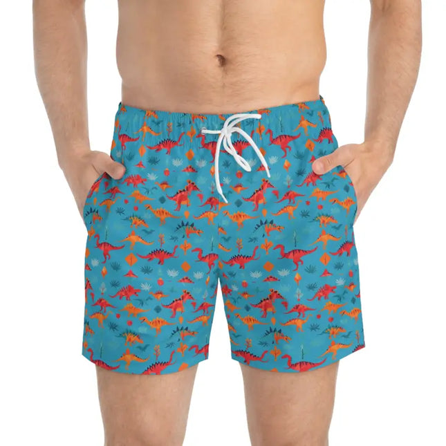Ocean State Styles Swim Trunks Dinosaur Pattern Drawstring