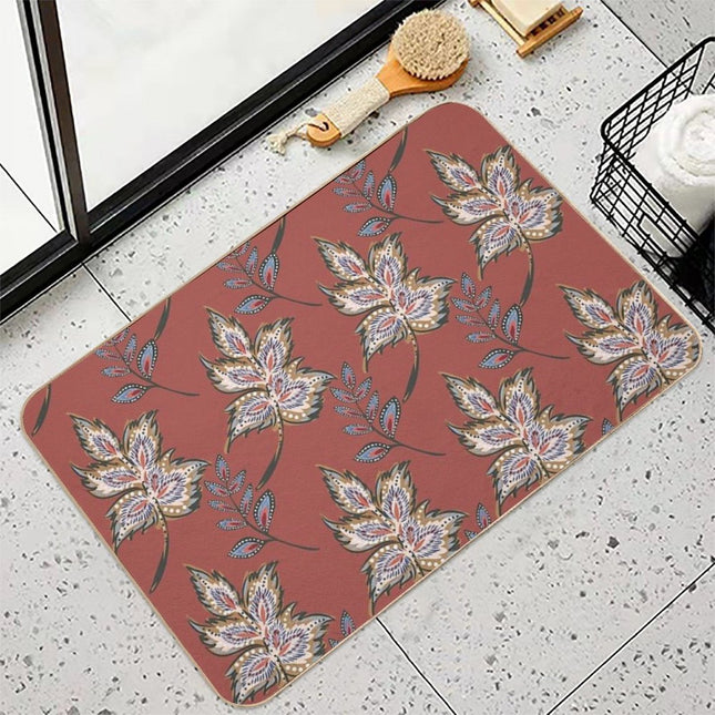 Floral Pattern Of Warm Earth Tones  Multi-Purpose Bath Mat
