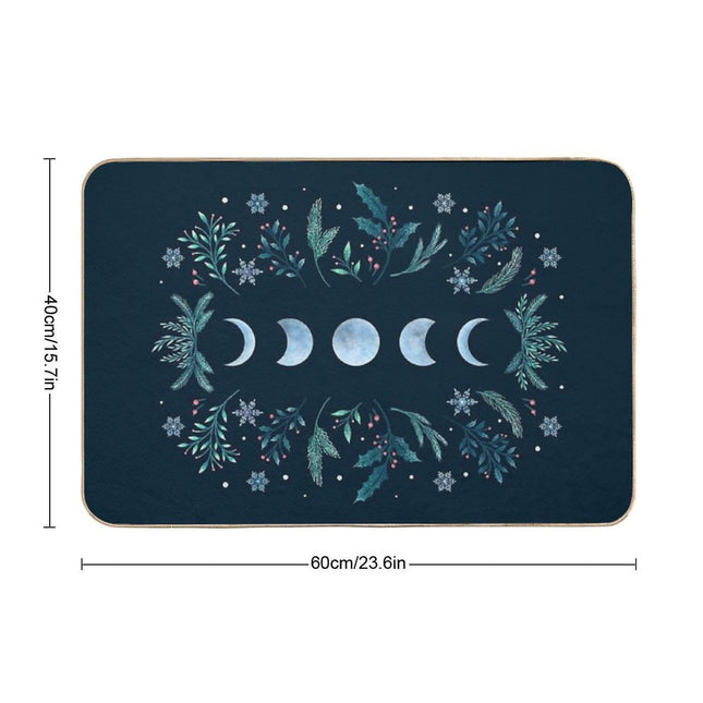 Moonlit Garden-Teal Snow  Dirt-Trapping Bath Mat