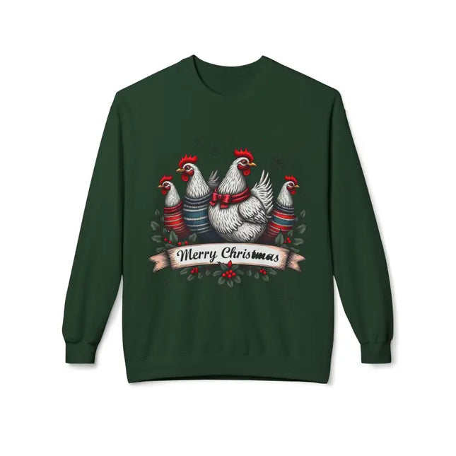 Ocean State Styles Sweatshirt Christmas Chickens Fleece