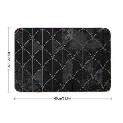 Mermaid Scales. Black And White Watercolor.  High-Traffic Bath Mat