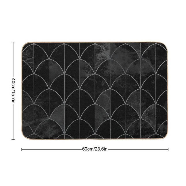 Mermaid Scales. Black And White Watercolor.  High-Traffic Bath Mat