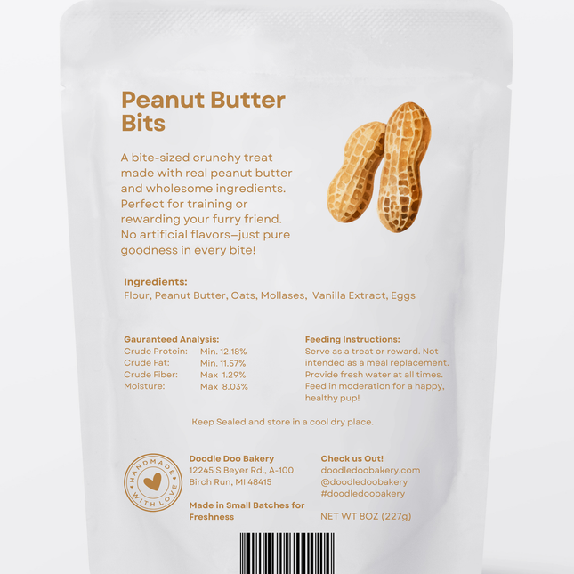 Homemade Dog Treats - 🥜 Peanut Butter Bits Dog Biscuits 1/2lb