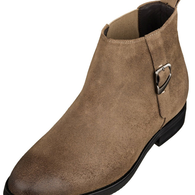 TOTO - K92083 - 3 Inches Taller (Nubuck Coffee Brown) - Chelsea Ankle Boots