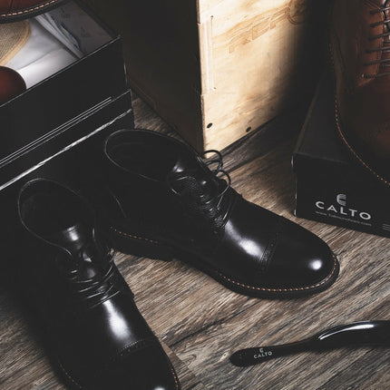 CALTO - Y41083 - 3.2 Inches Taller (Black) - Lace Up Casual Boots