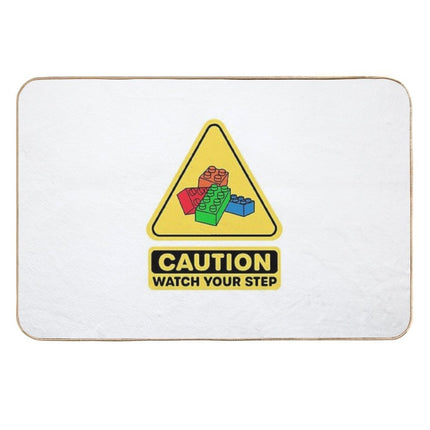 Caution Watch Your Step Toy Brick Building Block AFOL  High-Traffic Bath Mat