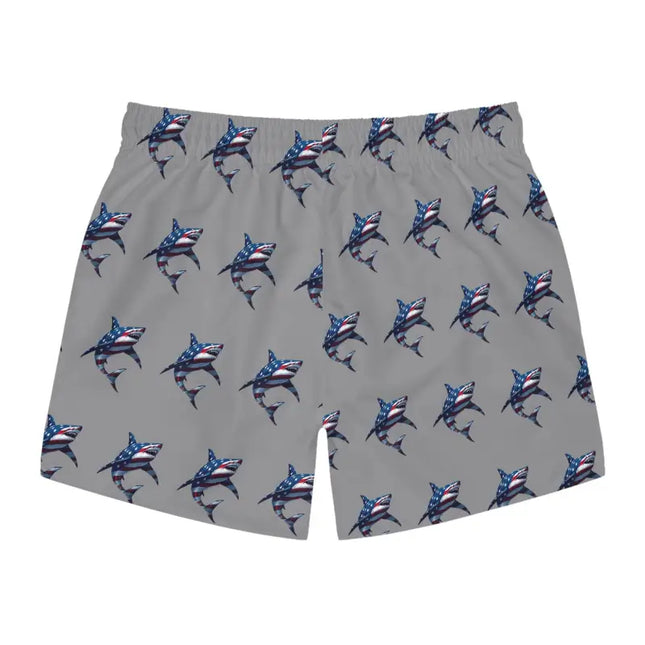 Ocean State Styles Swim Trunks Patriotic Shark Print Men