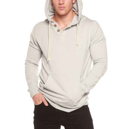 Men's Henley Style Bamboo Viscose Fleece Hoodie