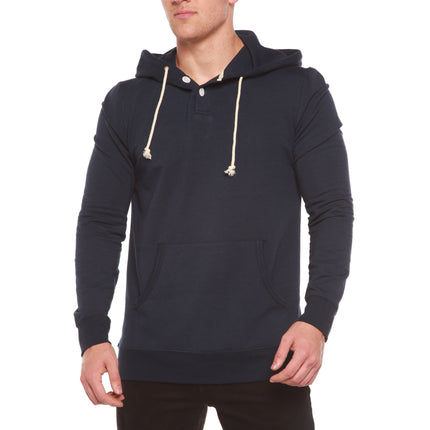 Men's Henley Style Bamboo Viscose Fleece Hoodie