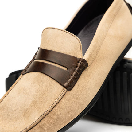 MONZA Sueded Italian Calfskin Driver Bone / Chestnut