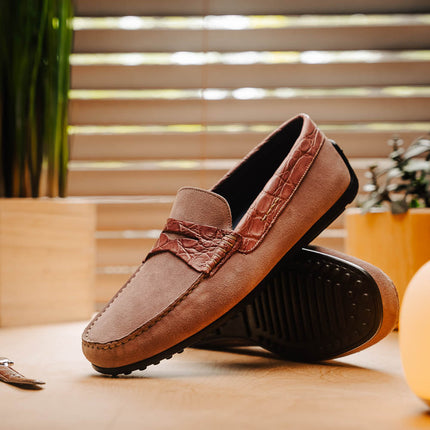 MONZA Sueded Calfskin with Crocodile Driver Candy