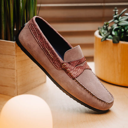 MONZA Sueded Calfskin with Crocodile Driver Candy