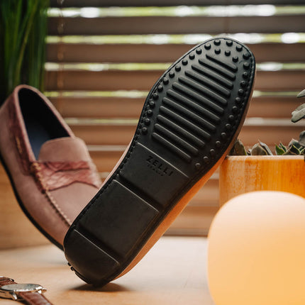 MONZA Sueded Calfskin with Crocodile Driver Candy