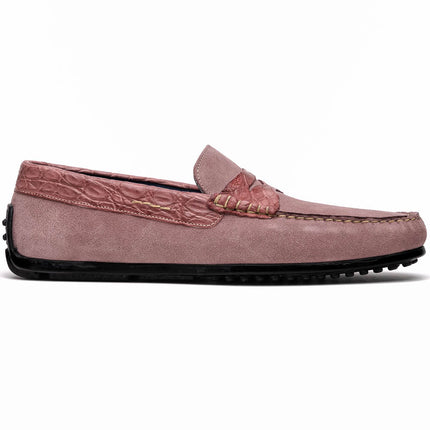 MONZA Sueded Calfskin with Crocodile Driver Candy