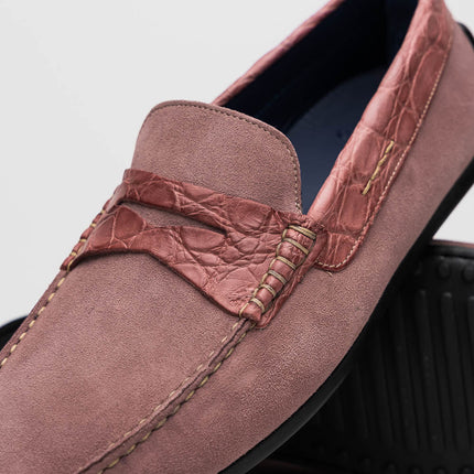 MONZA Sueded Calfskin with Crocodile Driver Candy