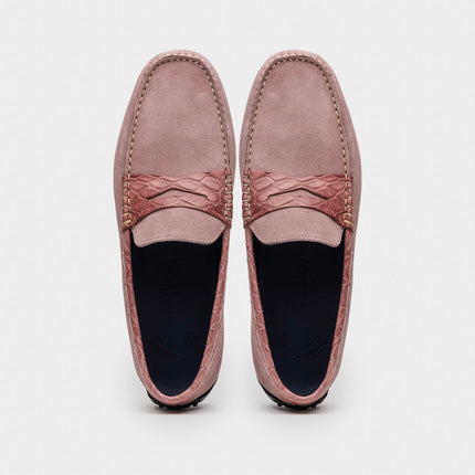 MONZA Sueded Calfskin with Crocodile Driver Candy