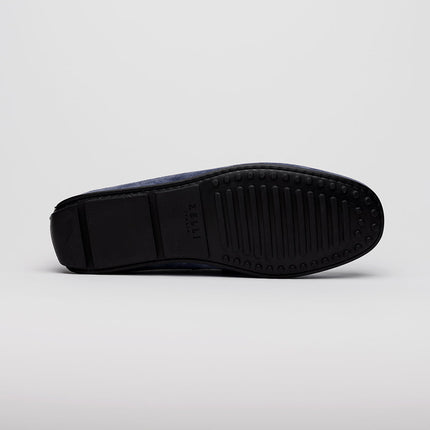 MONZA Sueded Calfskin with Crocodile Driver, Navy