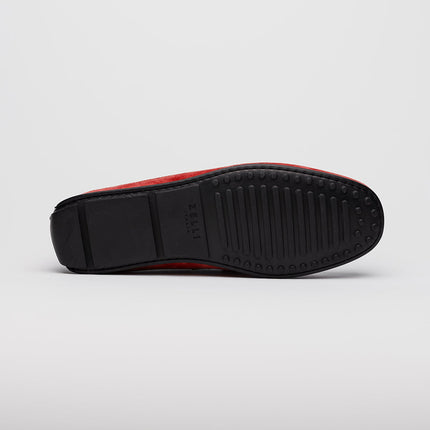 MONZA Sueded Calfskin with Crocodile Driver, Red