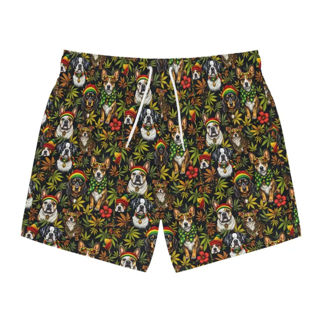 Ocean State Styles Mens Paw Print Dog Themed Swim Trunks