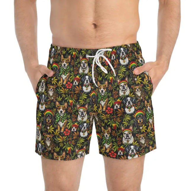 Ocean State Styles Mens Paw Print Dog Themed Swim Trunks