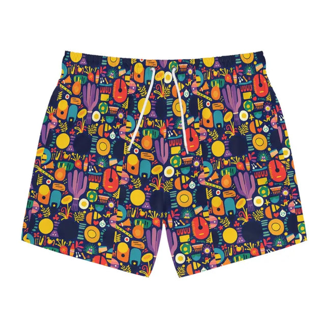 Ocean State Styles Patterned Mens Swim Trunks Drawstring