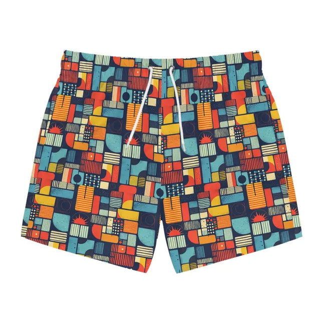 Ocean State Styles Swim Trunks Geometric Design Polyester